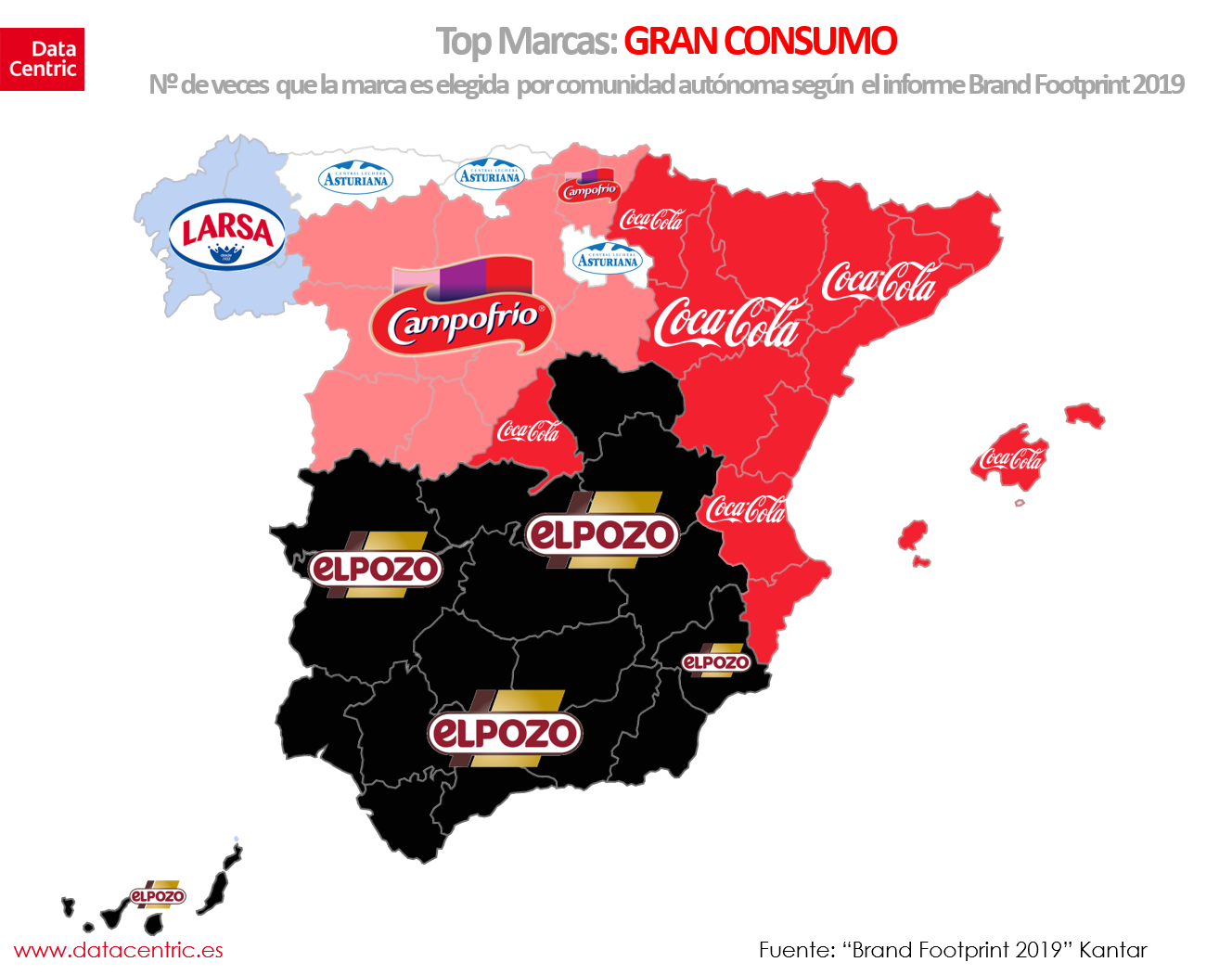 Mapa de top marcas de GRAN CONSUMO en España