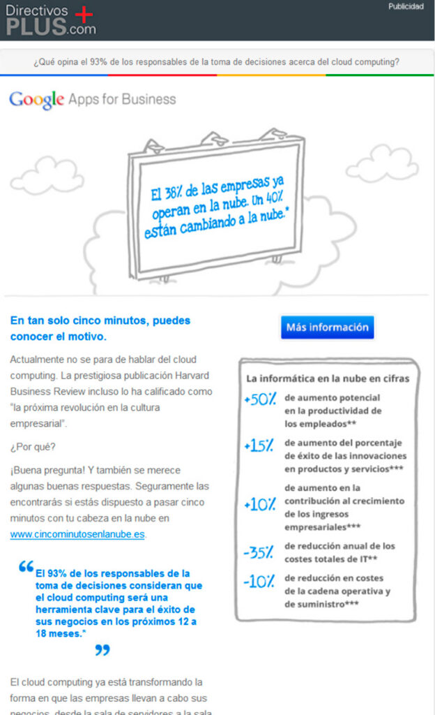 Campaña e-mail marketing Google Cloud